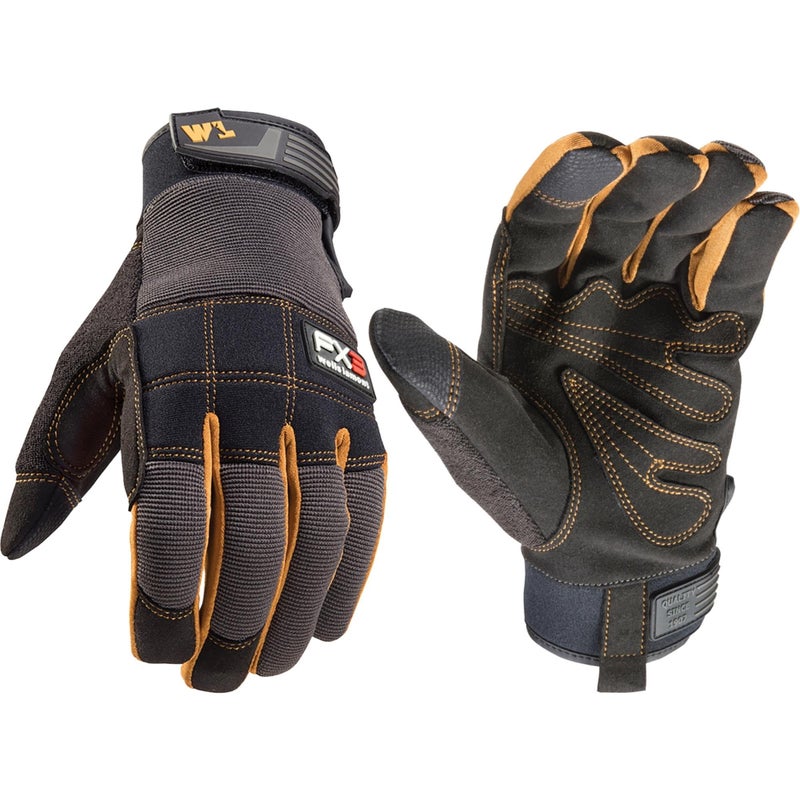Wells Lamont FX3 Men's Work Gloves â€“ Dexterity, Synthetic Leather Palm, Reinforced Fingertipsâ€“ Stretch Spandex for Comfort â€“ Touchscreen-Ready, All-Purpose Use, Ergonomic Fitâ€“ Black, X-Large (7853XLC) - Image 1